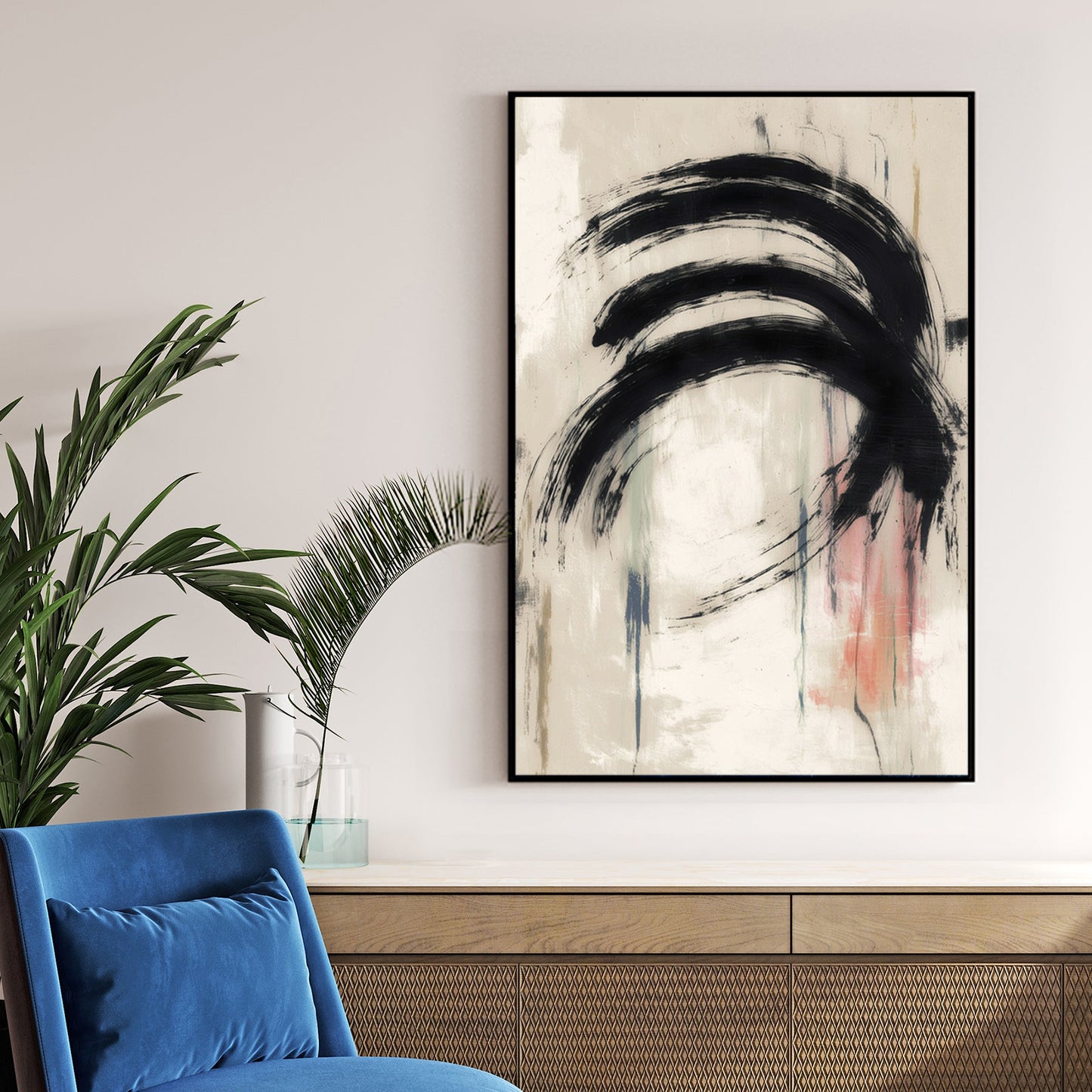 abstract arc brushstroke wall art