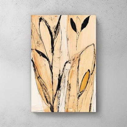 abstract botanical minimal line leaf wall art