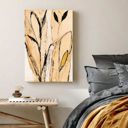 abstract botanical minimal line leaf wall art