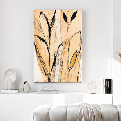 abstract botanical minimal line leaf wall art
