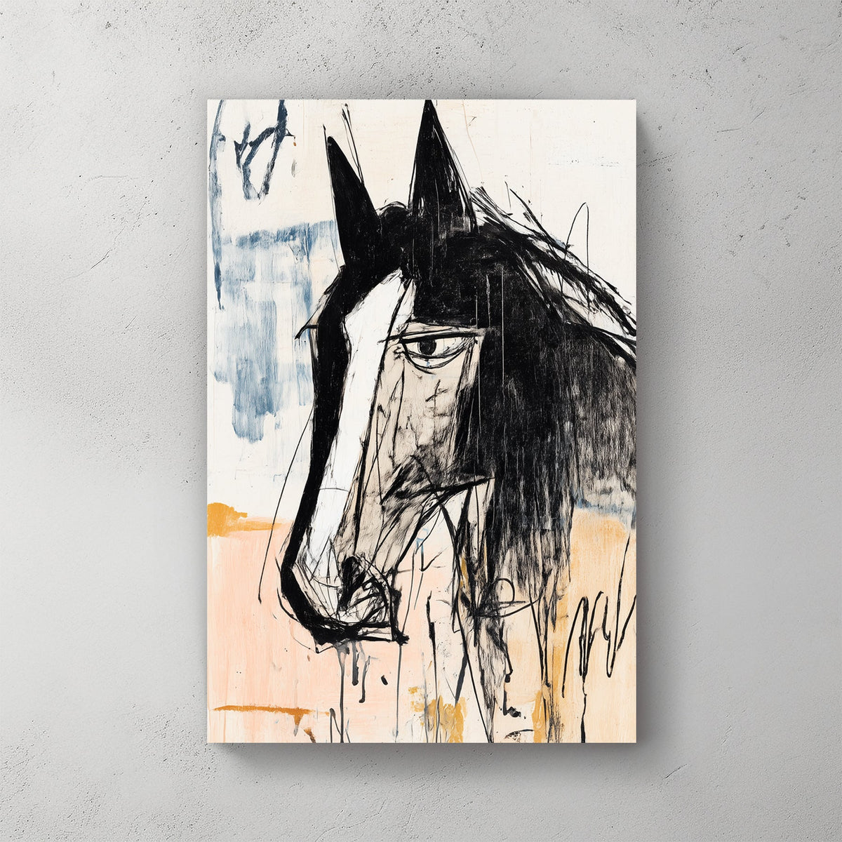 abstract expressive horse portrait wall art