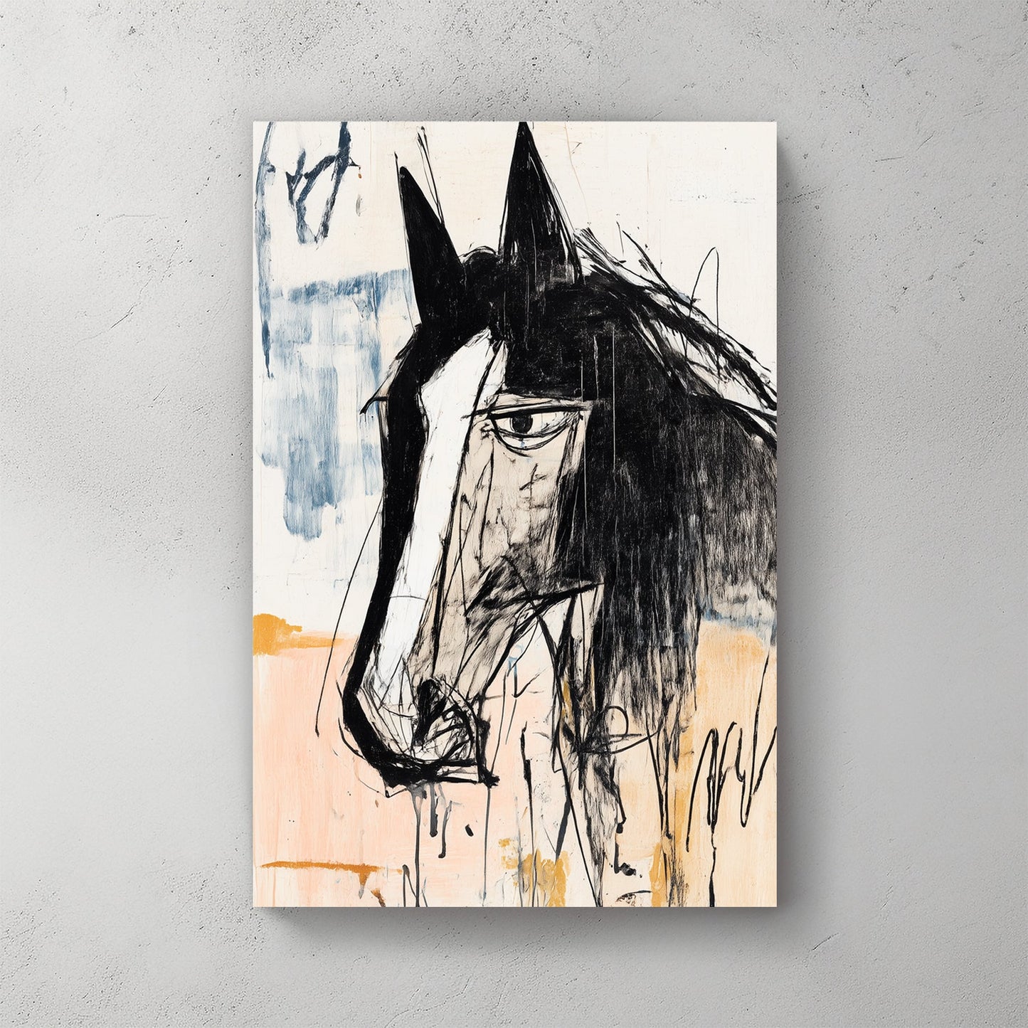 abstract expressive horse portrait wall art