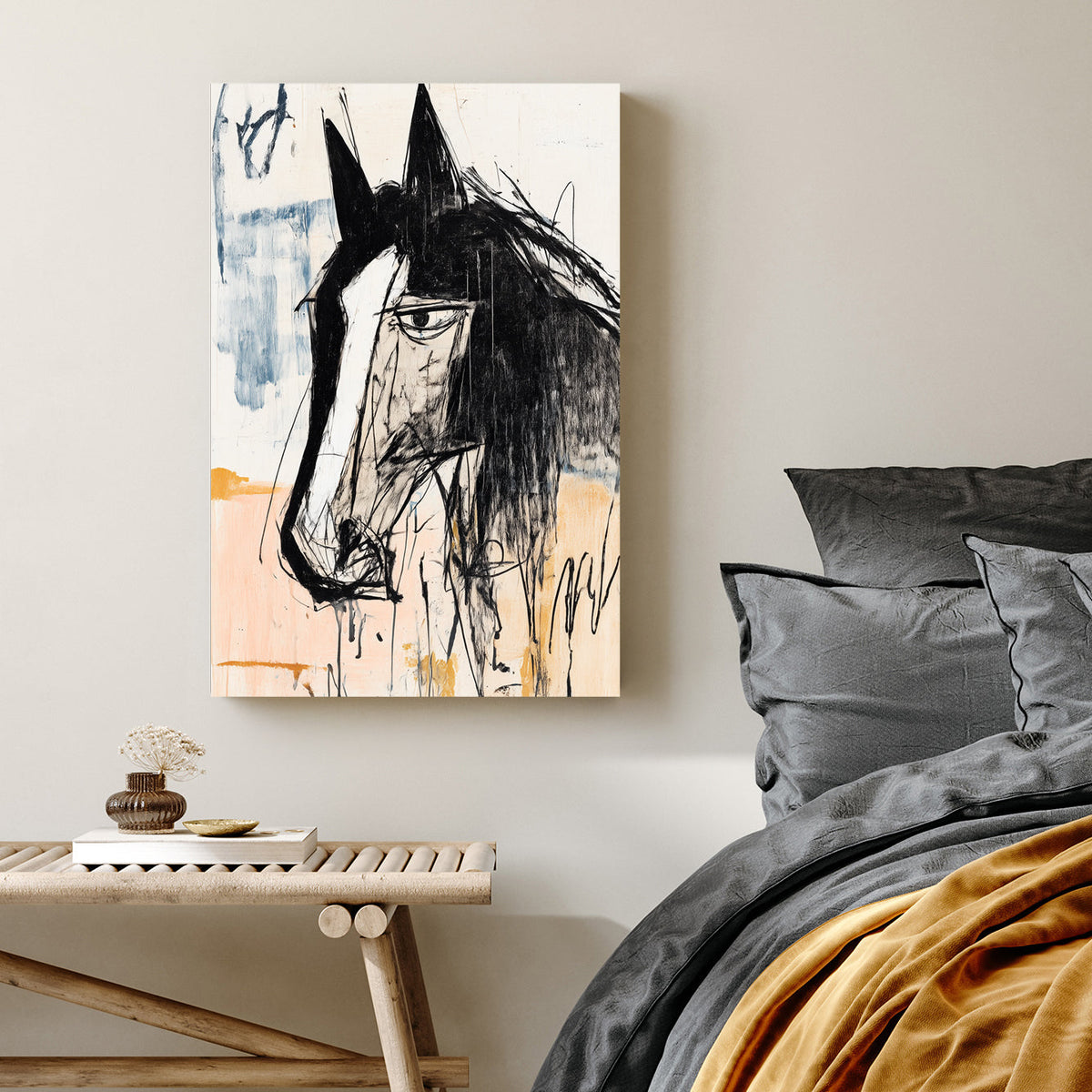 abstract expressive horse portrait wall art