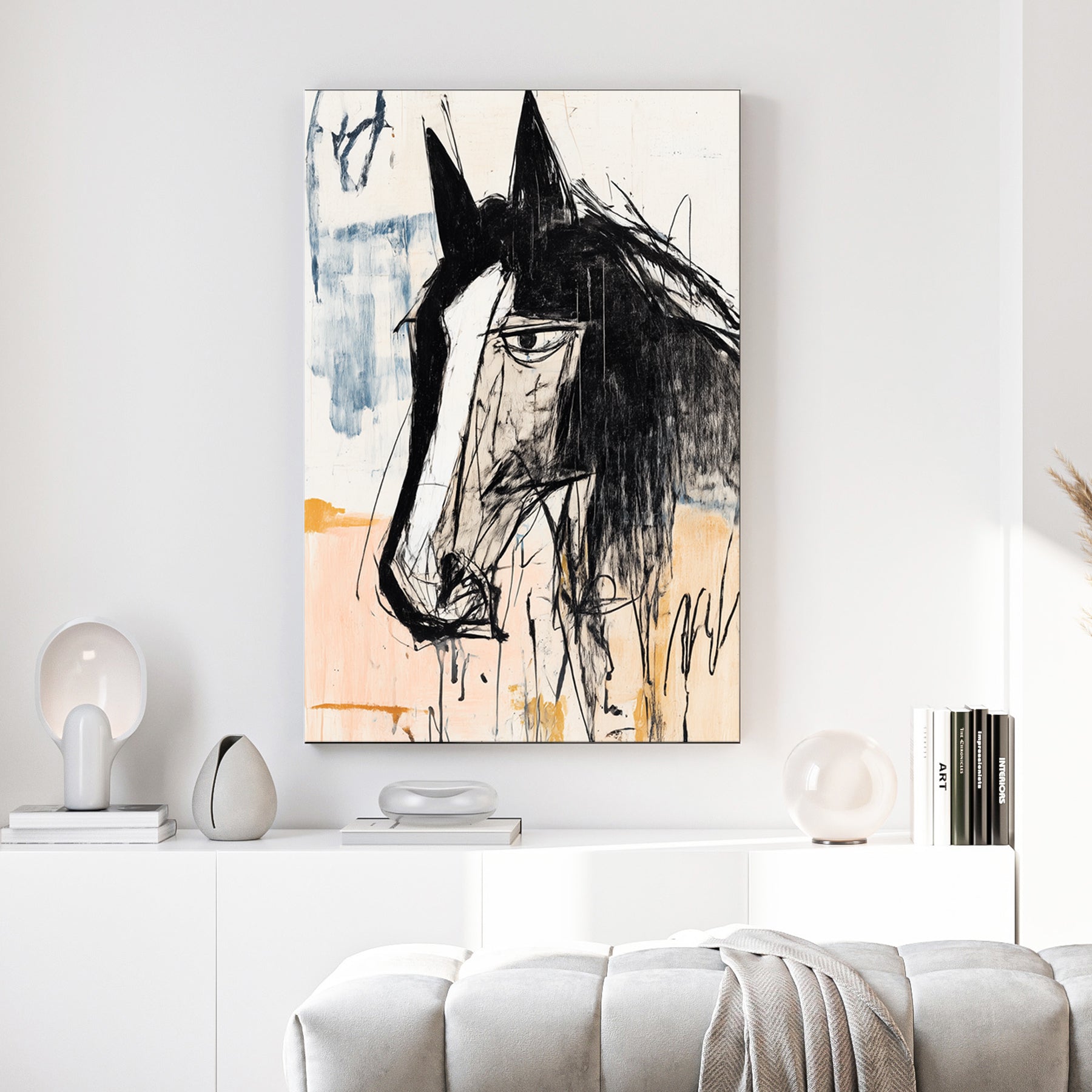 abstract expressive horse portrait wall art