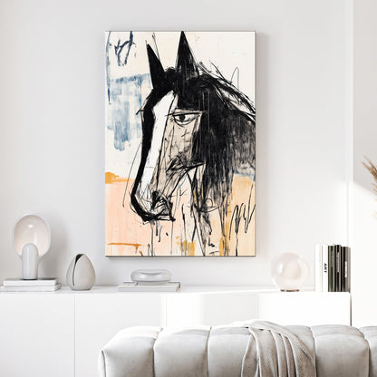 abstract expressive horse portrait wall art