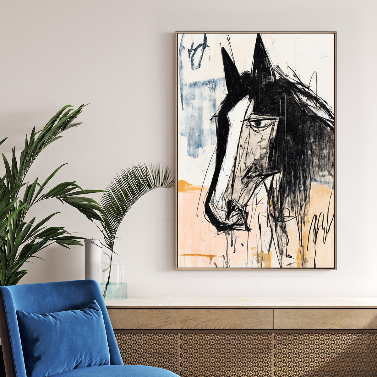 abstract expressive horse portrait wall art