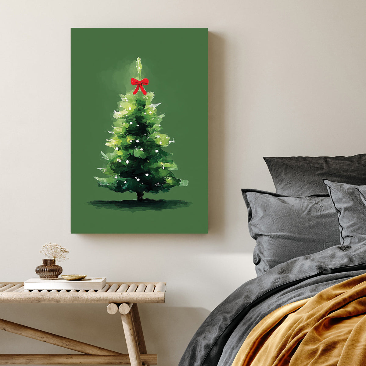 minimalist Christmas tree holiday wall art print