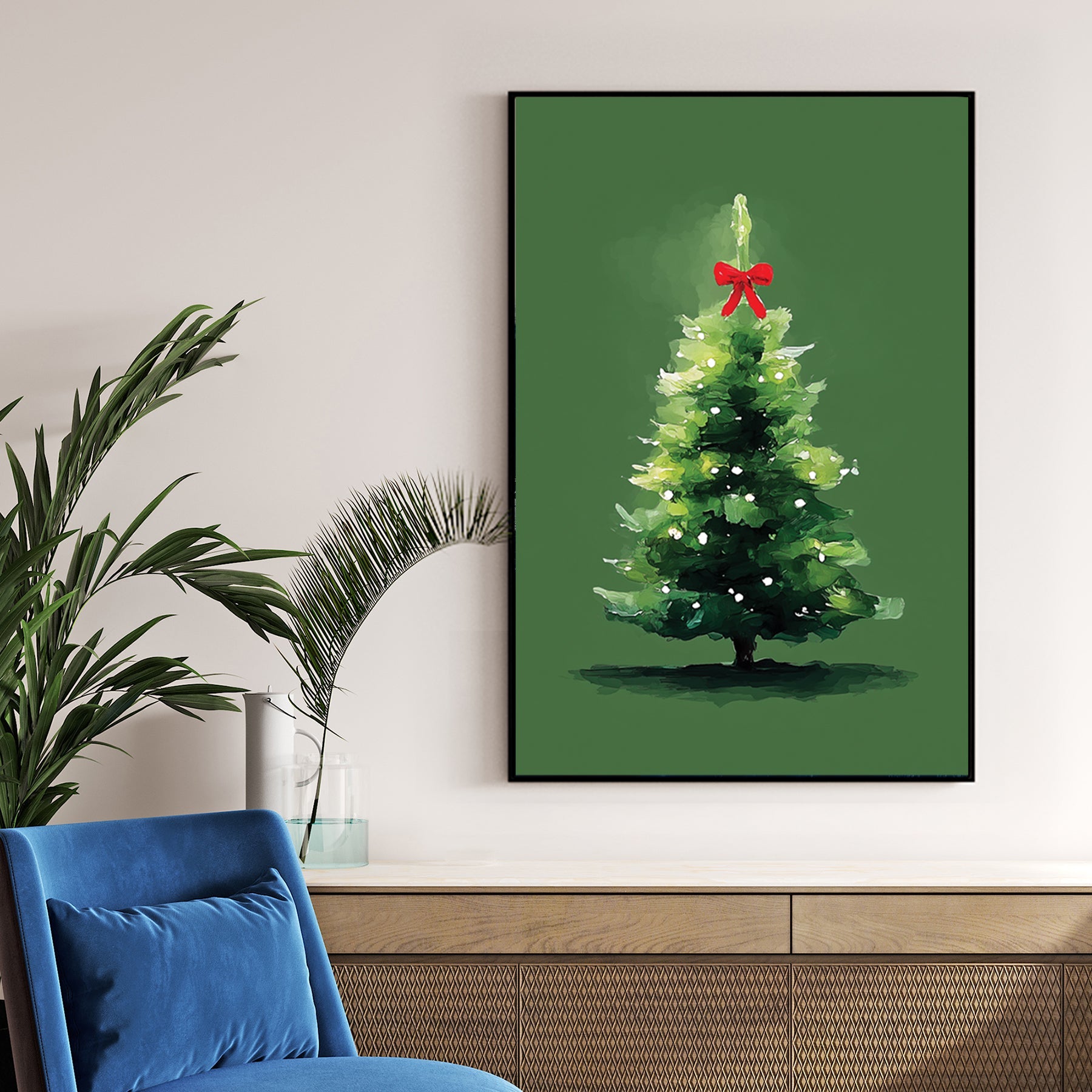 minimalist Christmas tree holiday wall art print