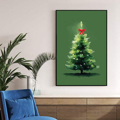 minimalist Christmas tree holiday wall art print