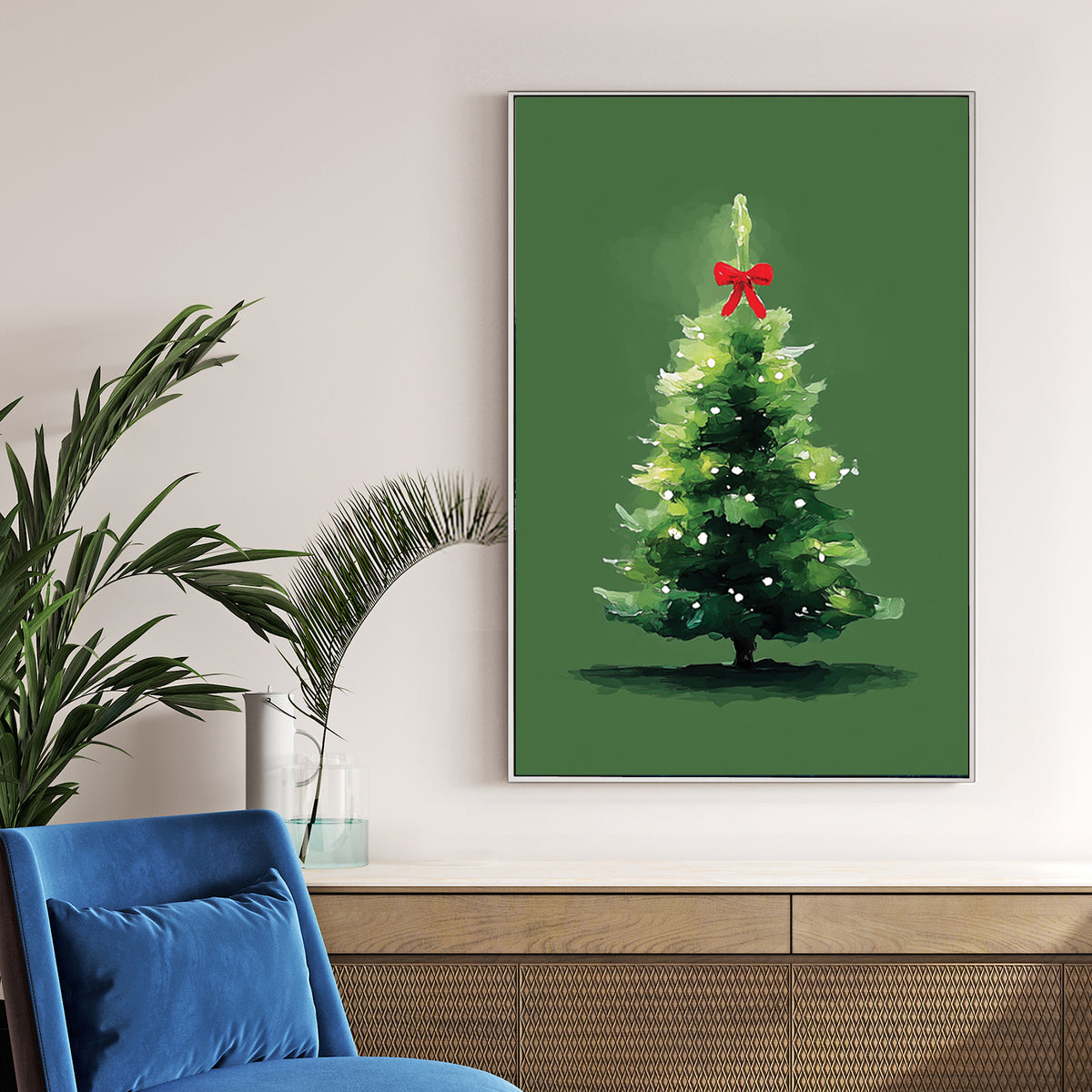 minimalist Christmas tree holiday wall art print