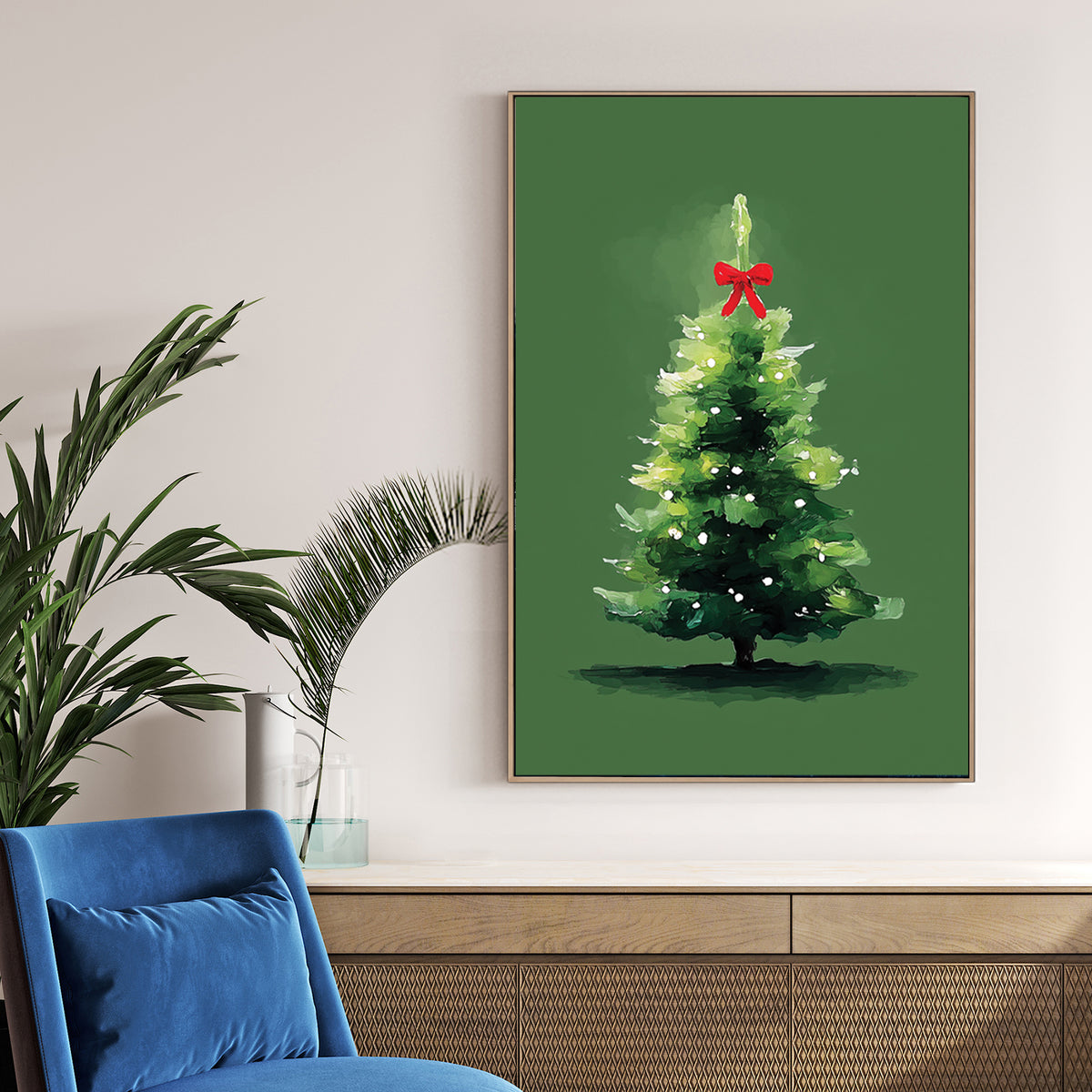 minimalist Christmas tree holiday wall art print
