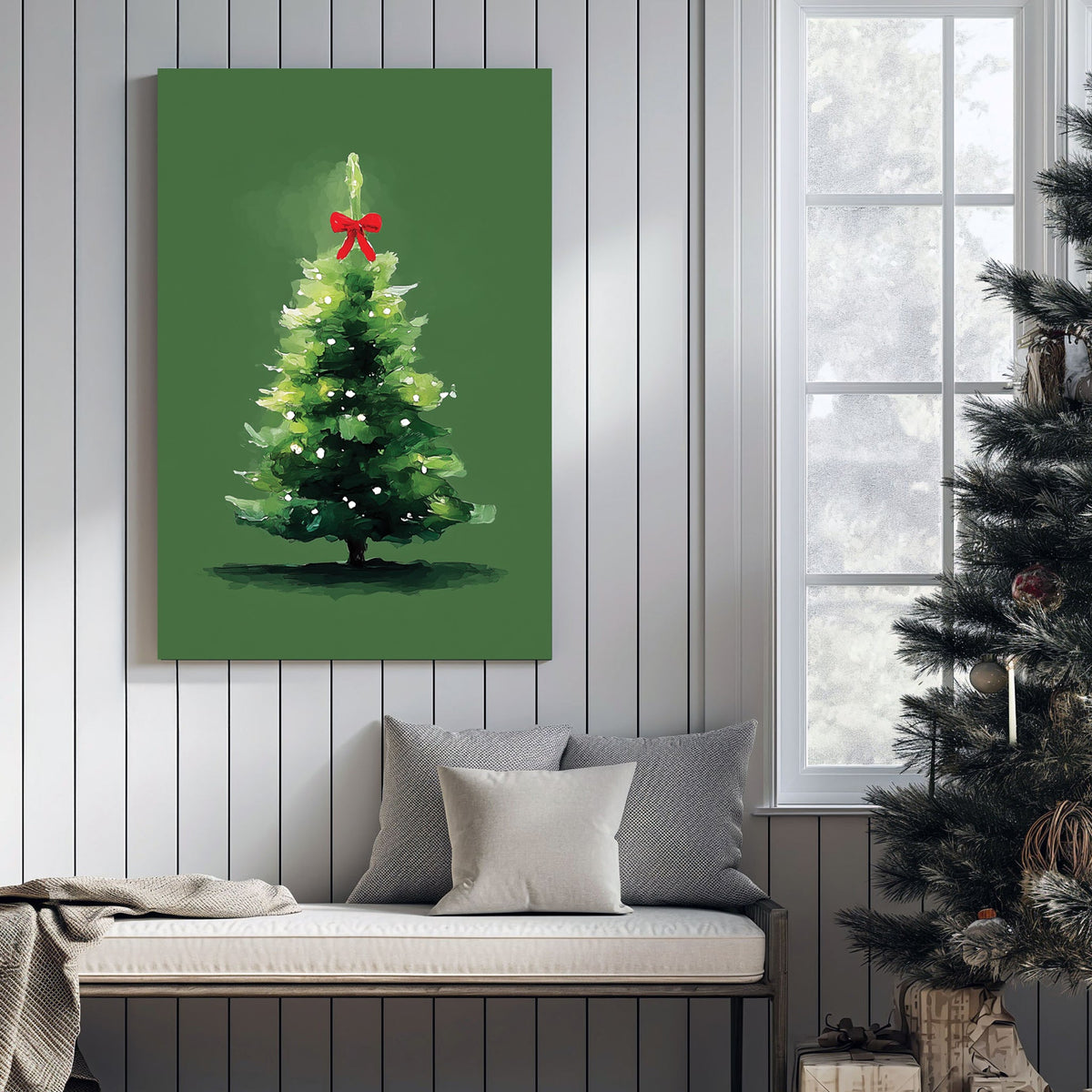 minimalist Christmas tree holiday wall art print