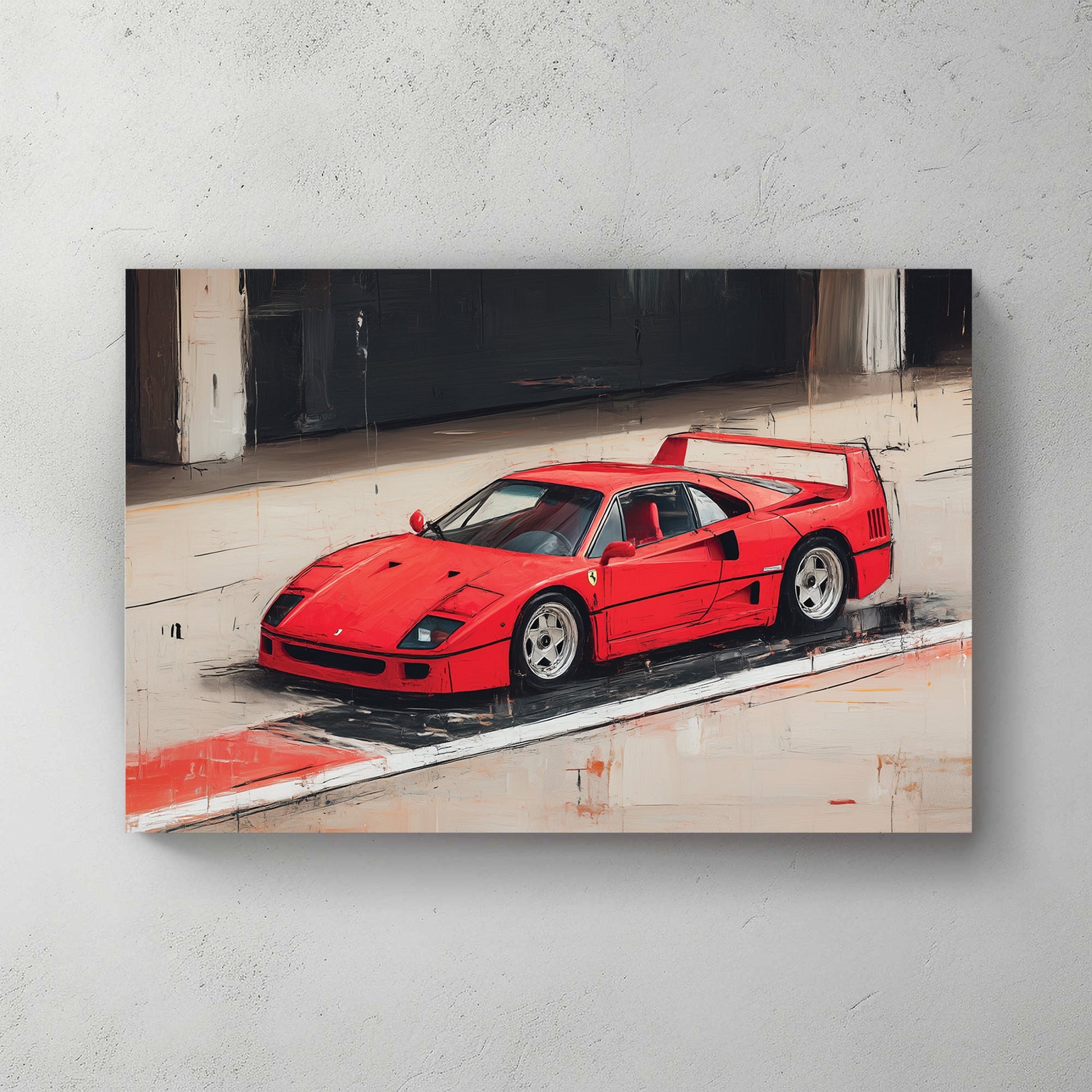 red ferrari f40 wall art canvas print