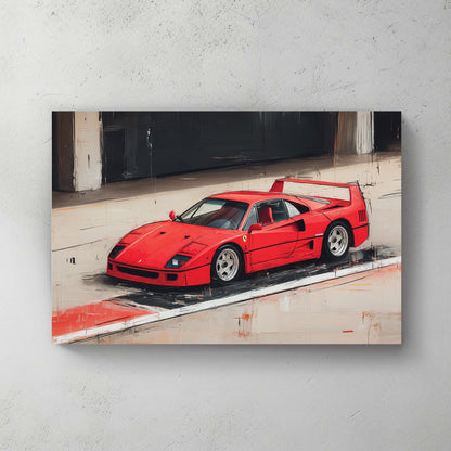 red ferrari f40 wall art canvas print