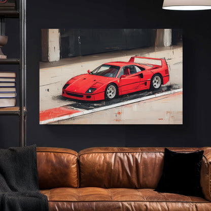 red ferrari f40 wall art canvas print