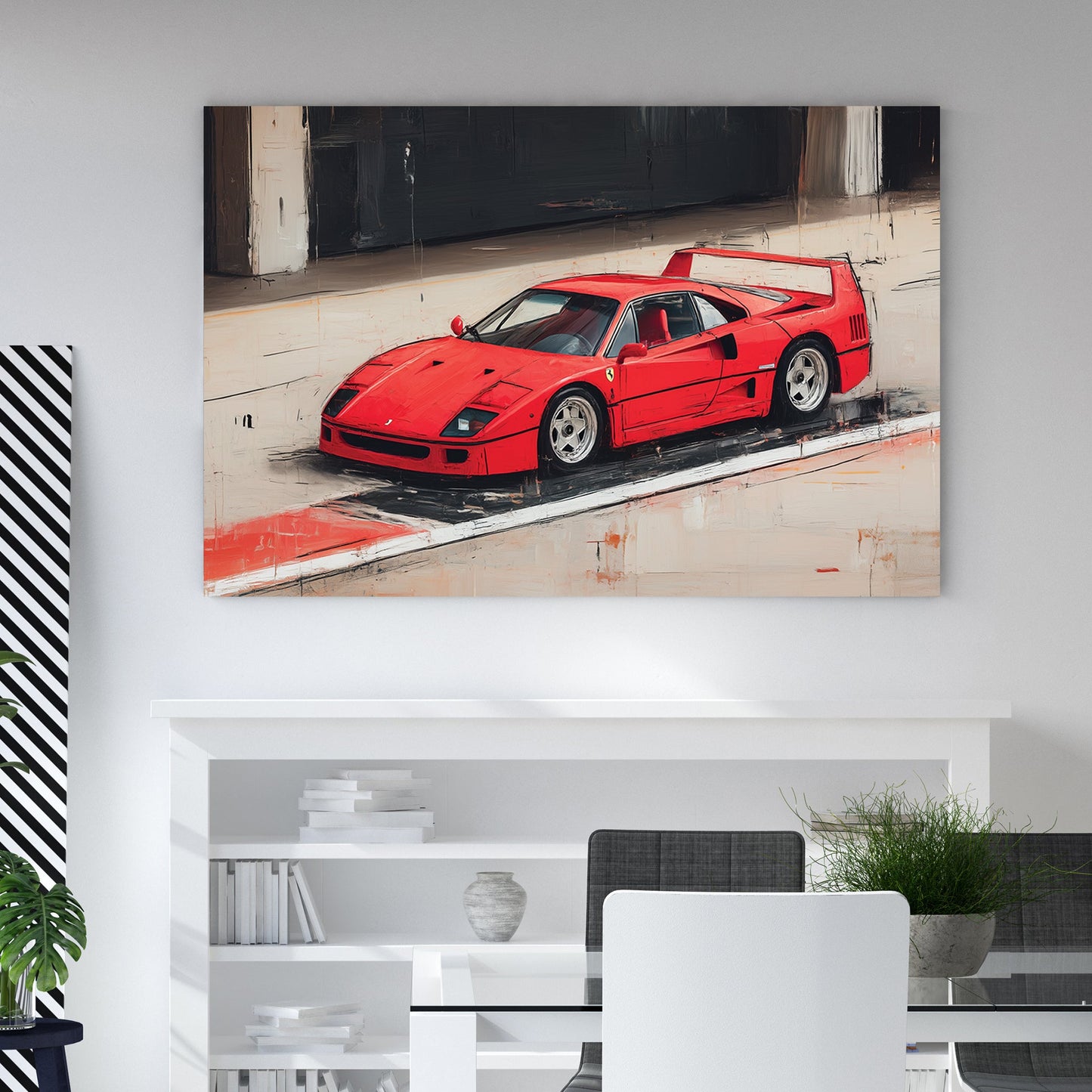 red ferrari f40 wall art canvas print