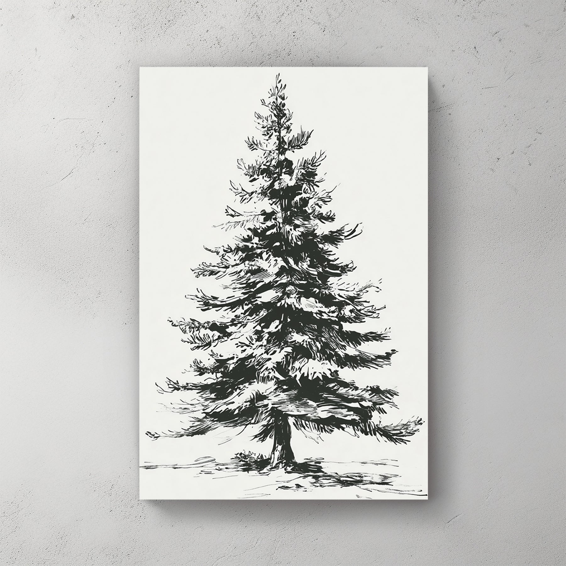 minimalist pine tree sketch wall art print
