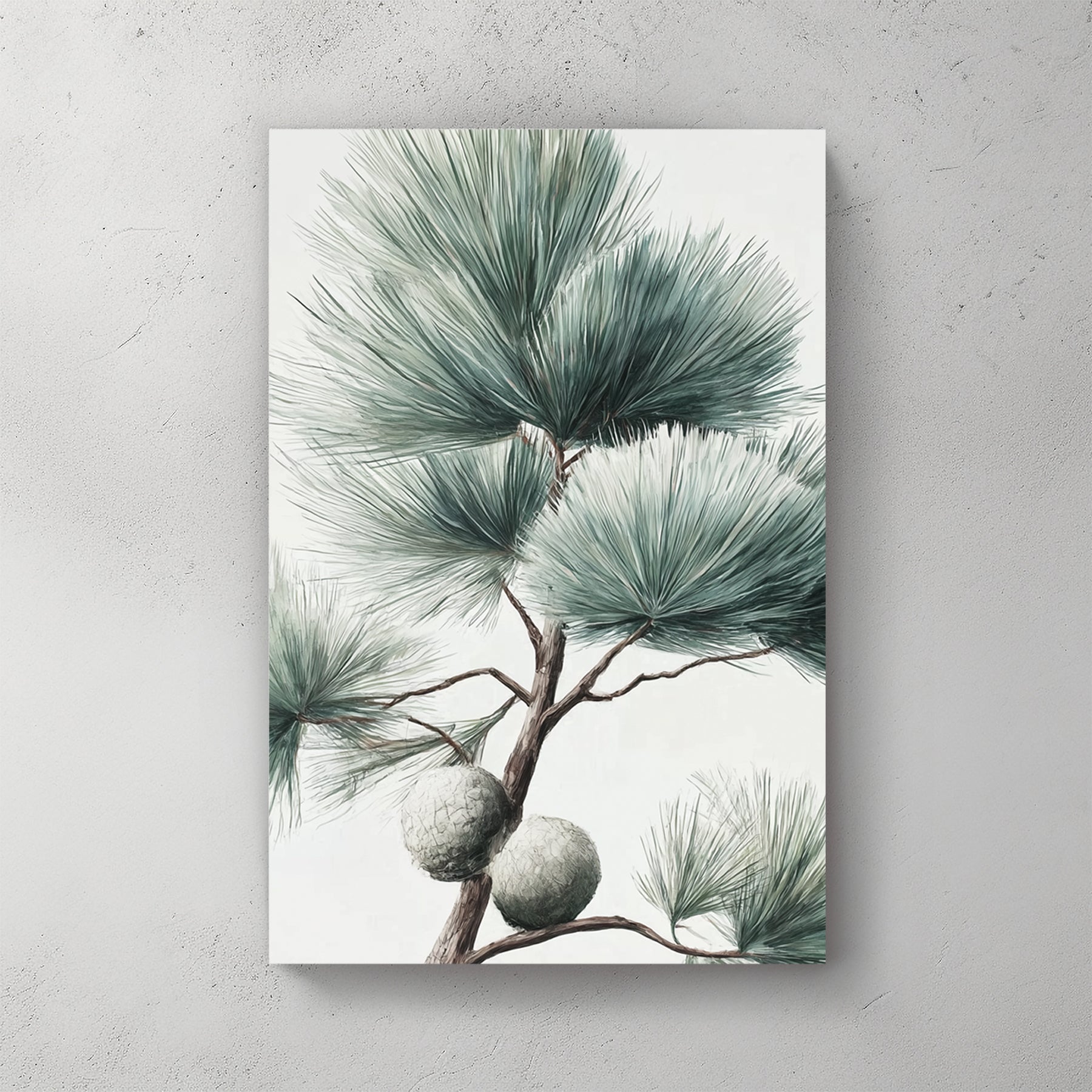 botanical pine branch minimalist wall art print