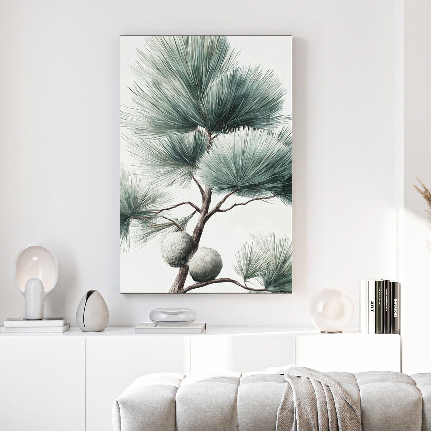 botanical pine branch minimalist wall art print
