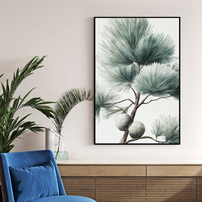 botanical pine branch minimalist wall art print