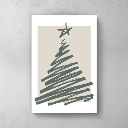 minimalist Christmas tree sketch holiday wall art print
