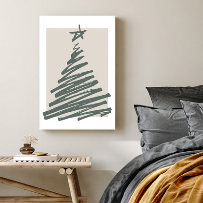 minimalist Christmas tree sketch holiday wall art print