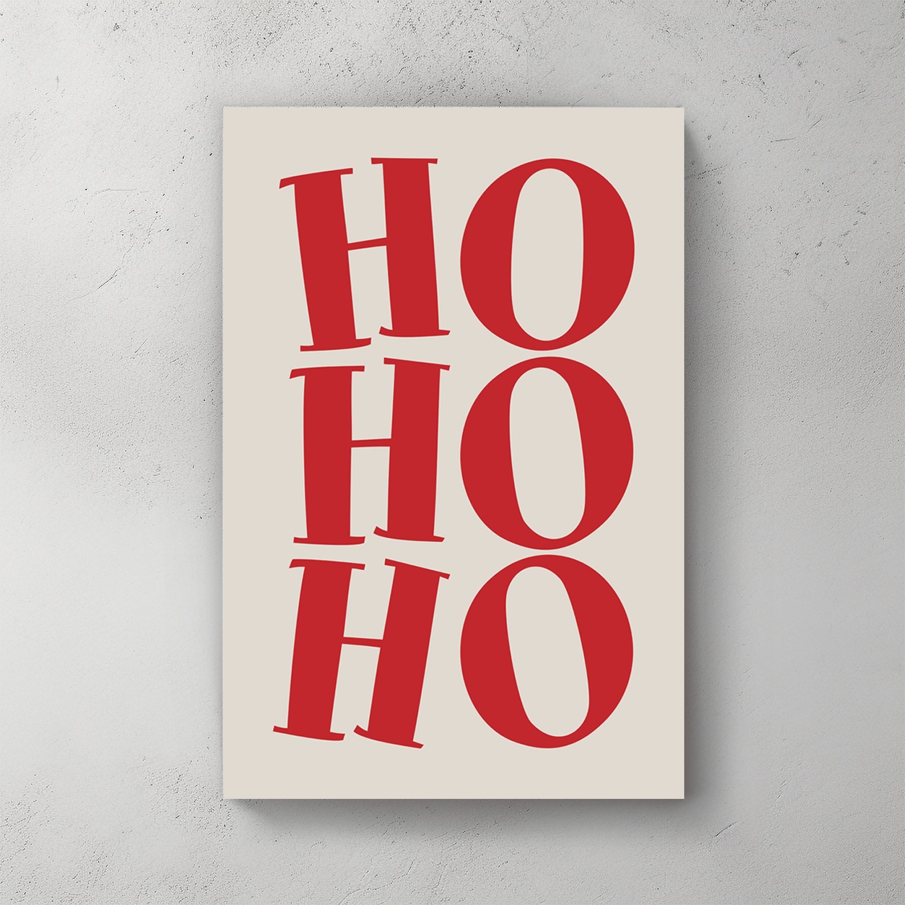 red Ho Ho Ho typography Christmas wall art print