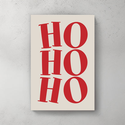 red Ho Ho Ho typography Christmas wall art print