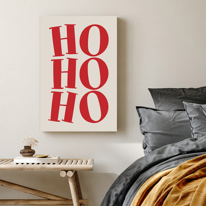 red Ho Ho Ho typography Christmas wall art print