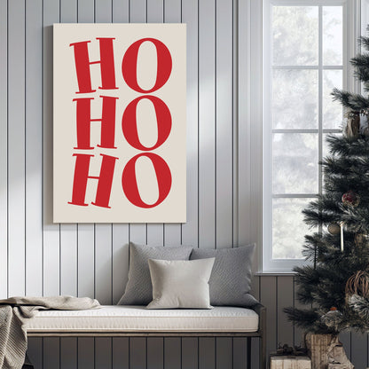red Ho Ho Ho typography Christmas wall art print