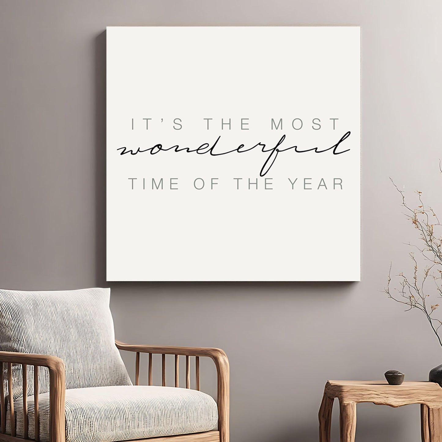 minimalist holiday typography wall art with festive quote