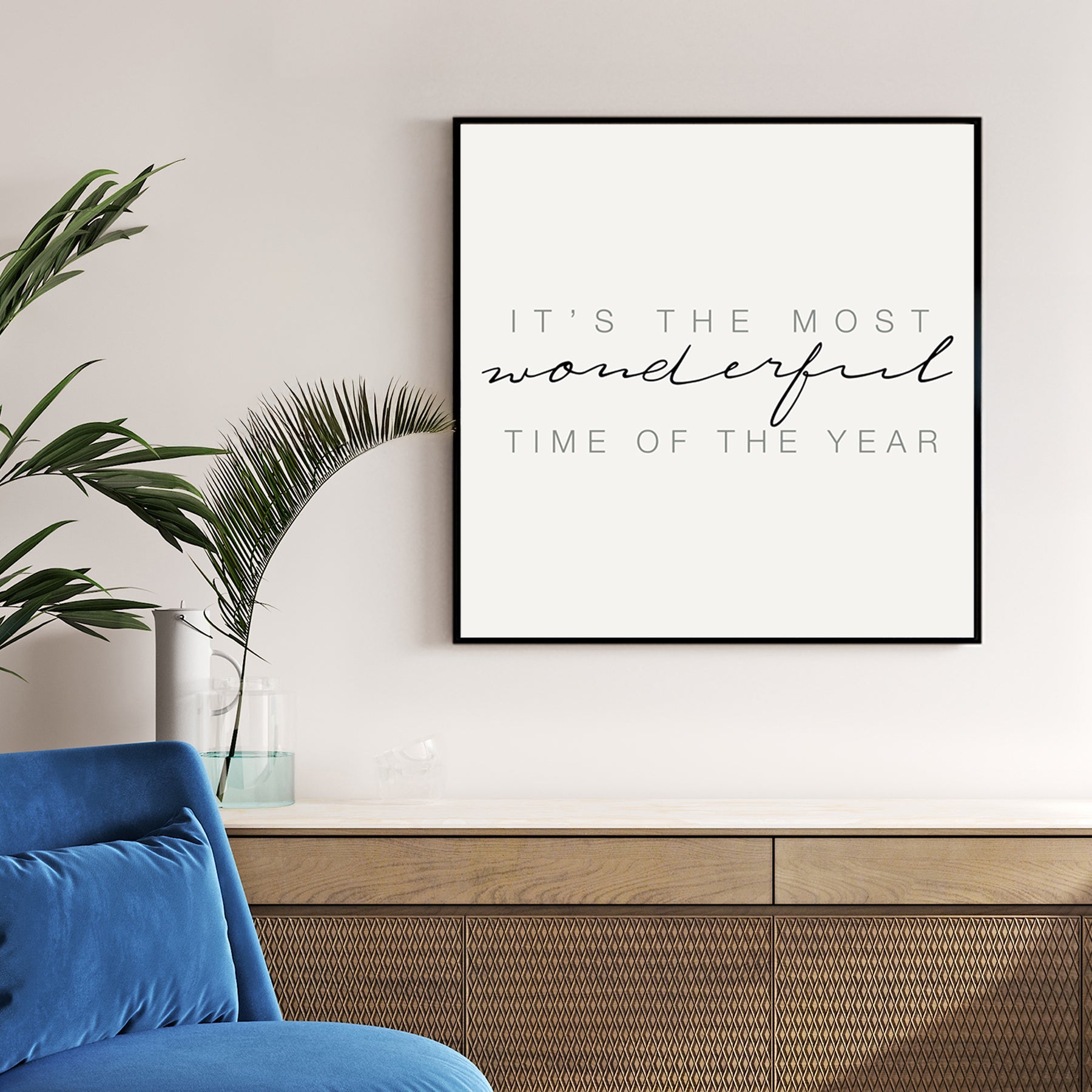 minimalist holiday typography wall art with festive quote