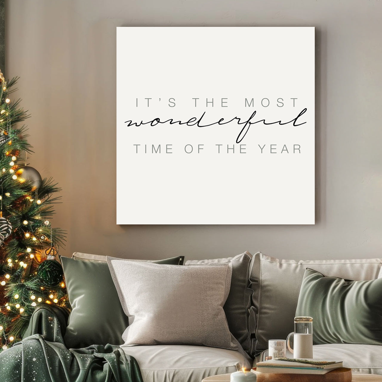 minimalist holiday typography wall art with festive quote