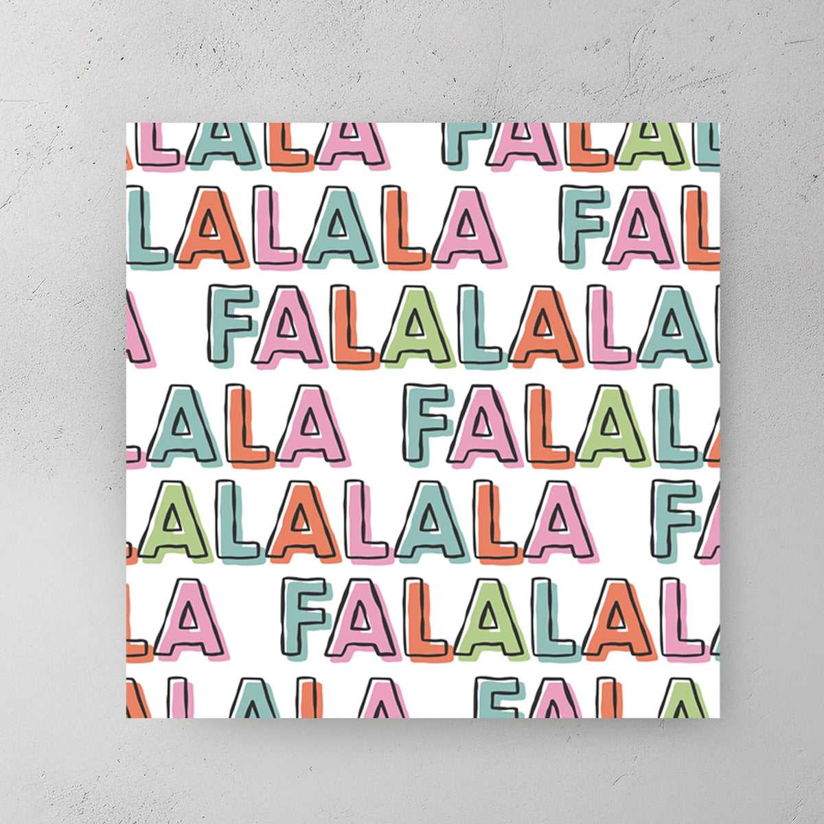 colorful fa la la holiday typography wall art print