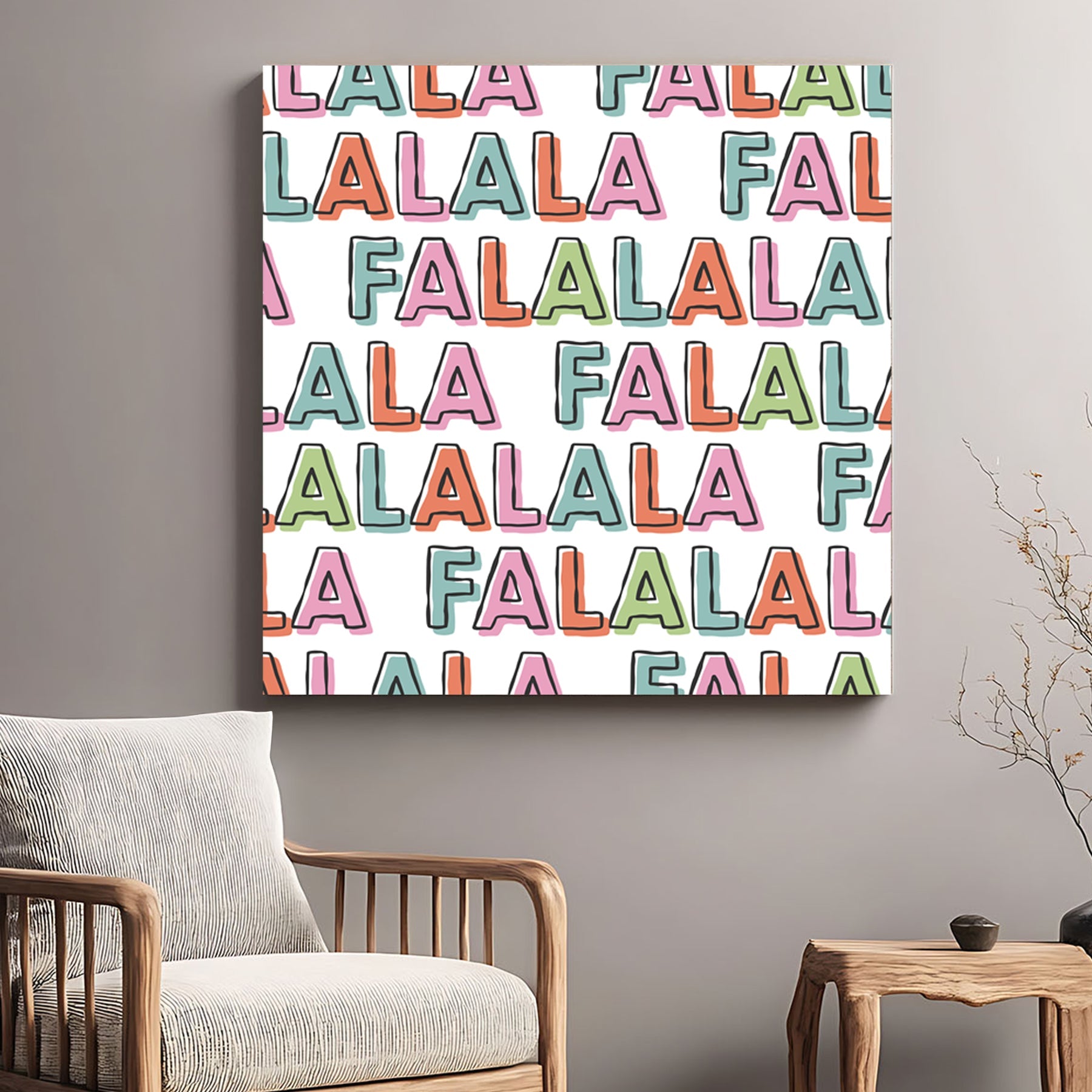 colorful fa la la holiday typography wall art print