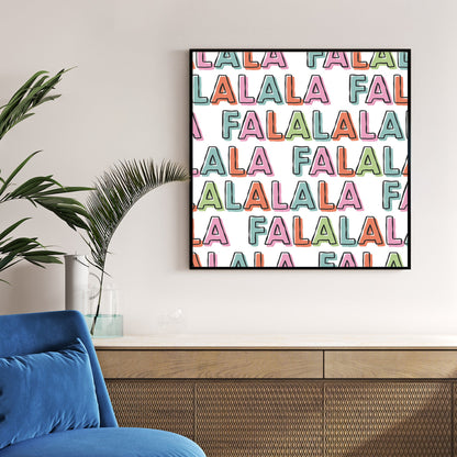 colorful fa la la holiday typography wall art print