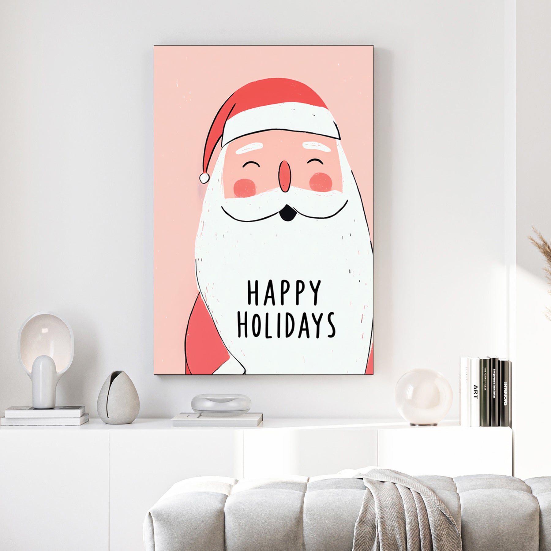 cute Santa holiday wall art illustration