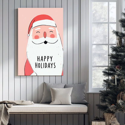 cute Santa holiday wall art illustration