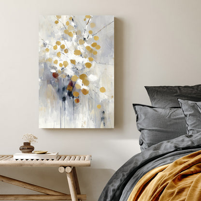 abstract gold and white wall art with modern brushstrokes