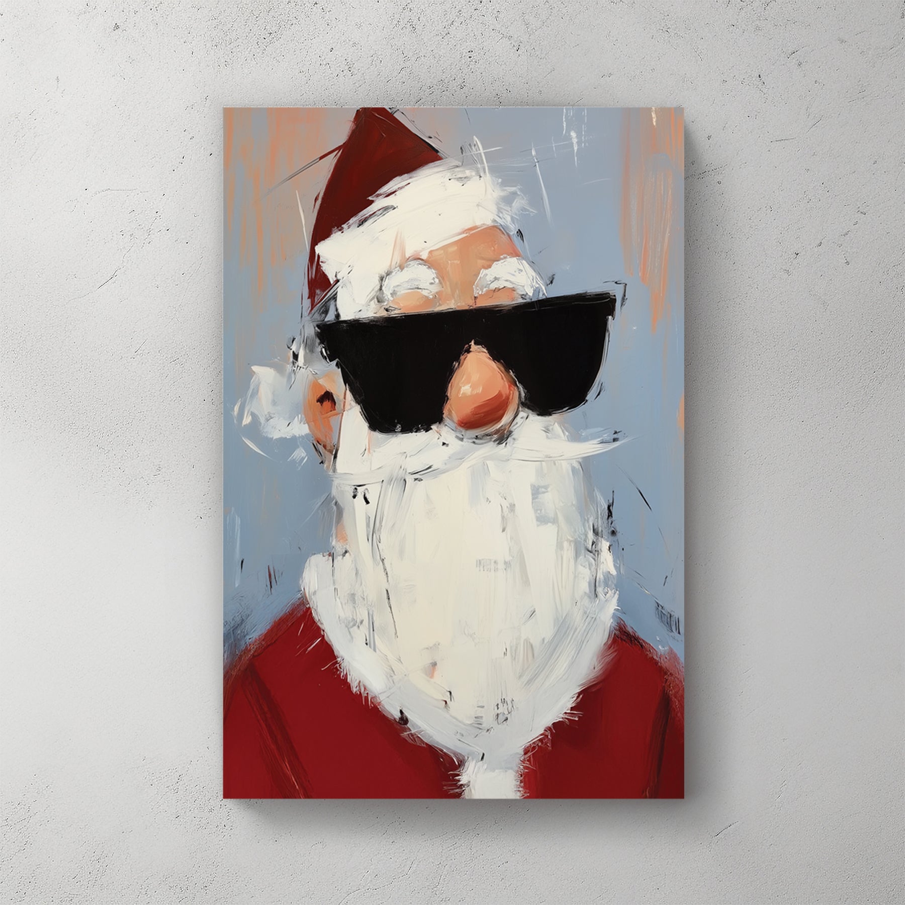 modern Santa with sunglasses Christmas wall art