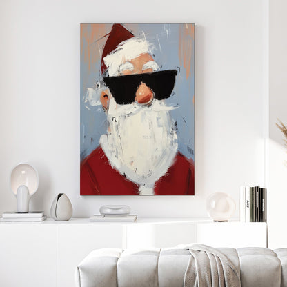 modern Santa with sunglasses Christmas wall art