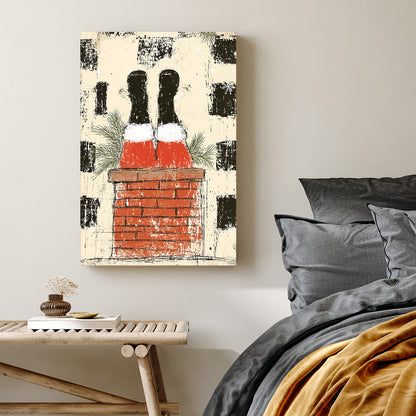 vintage santa chimney holiday wall art