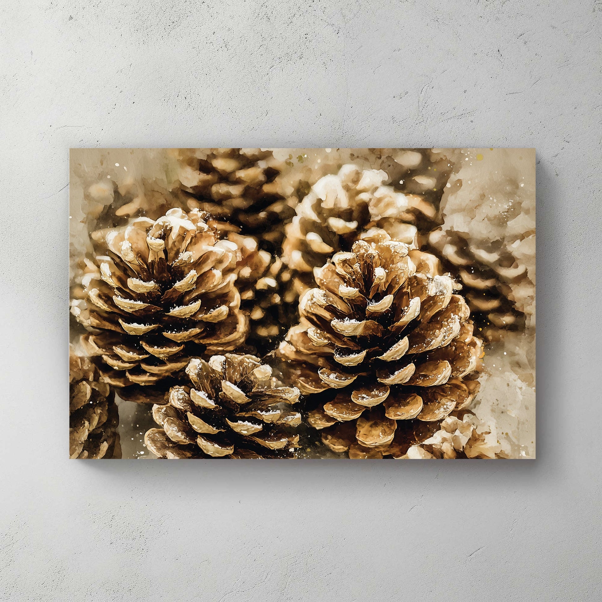 rustic pinecone holiday wall art print