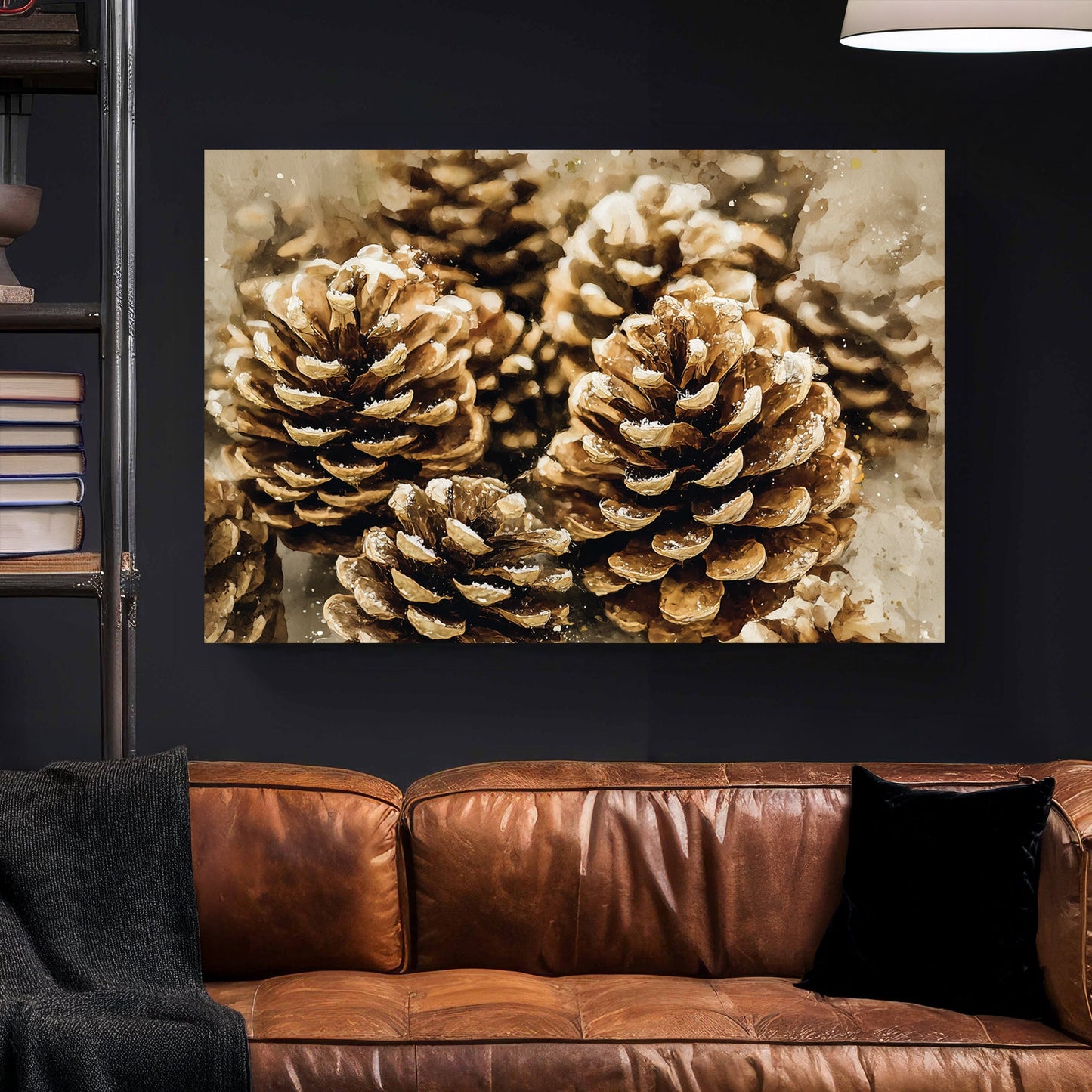 rustic pinecone holiday wall art print