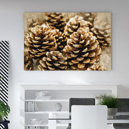 rustic pinecone holiday wall art print