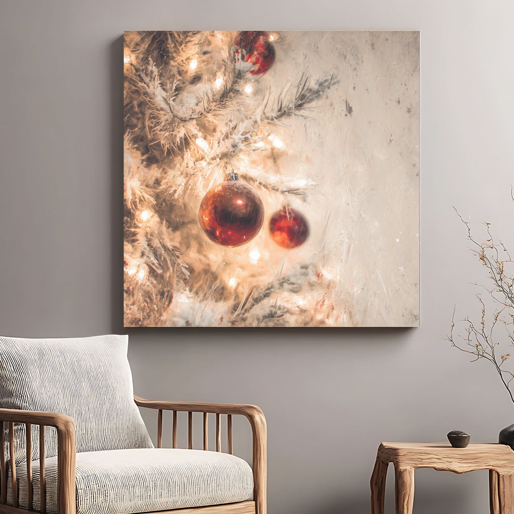 glowing bauble Christmas tree holiday wall art print