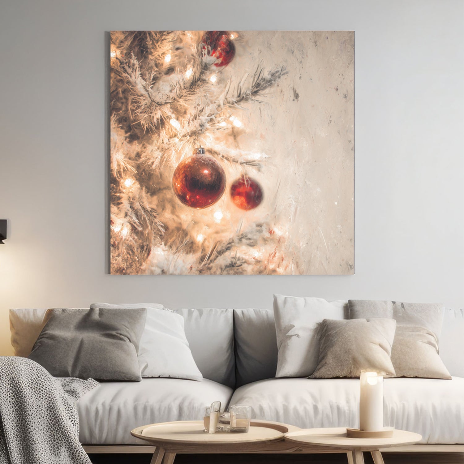 glowing bauble Christmas tree holiday wall art print