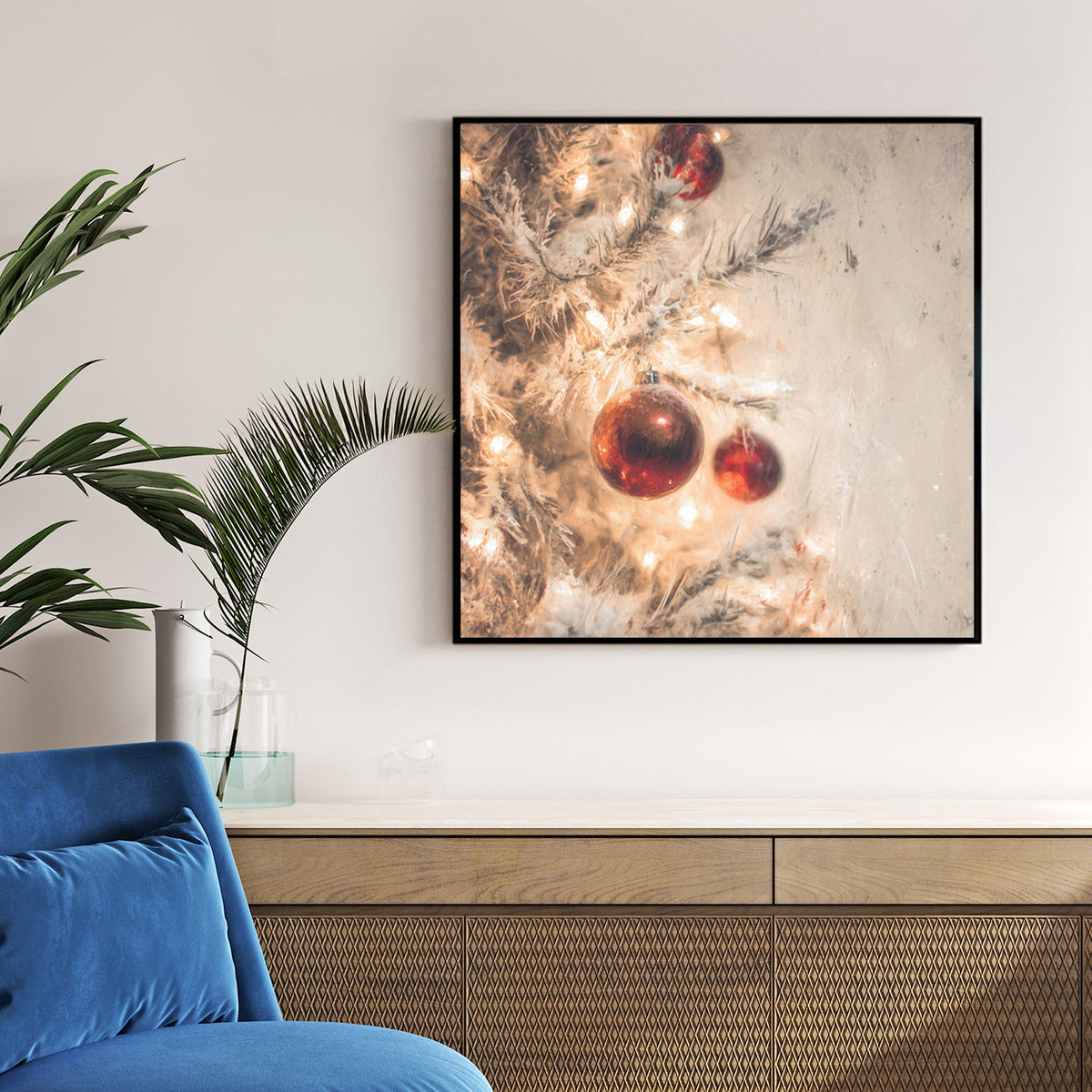 glowing bauble Christmas tree holiday wall art print