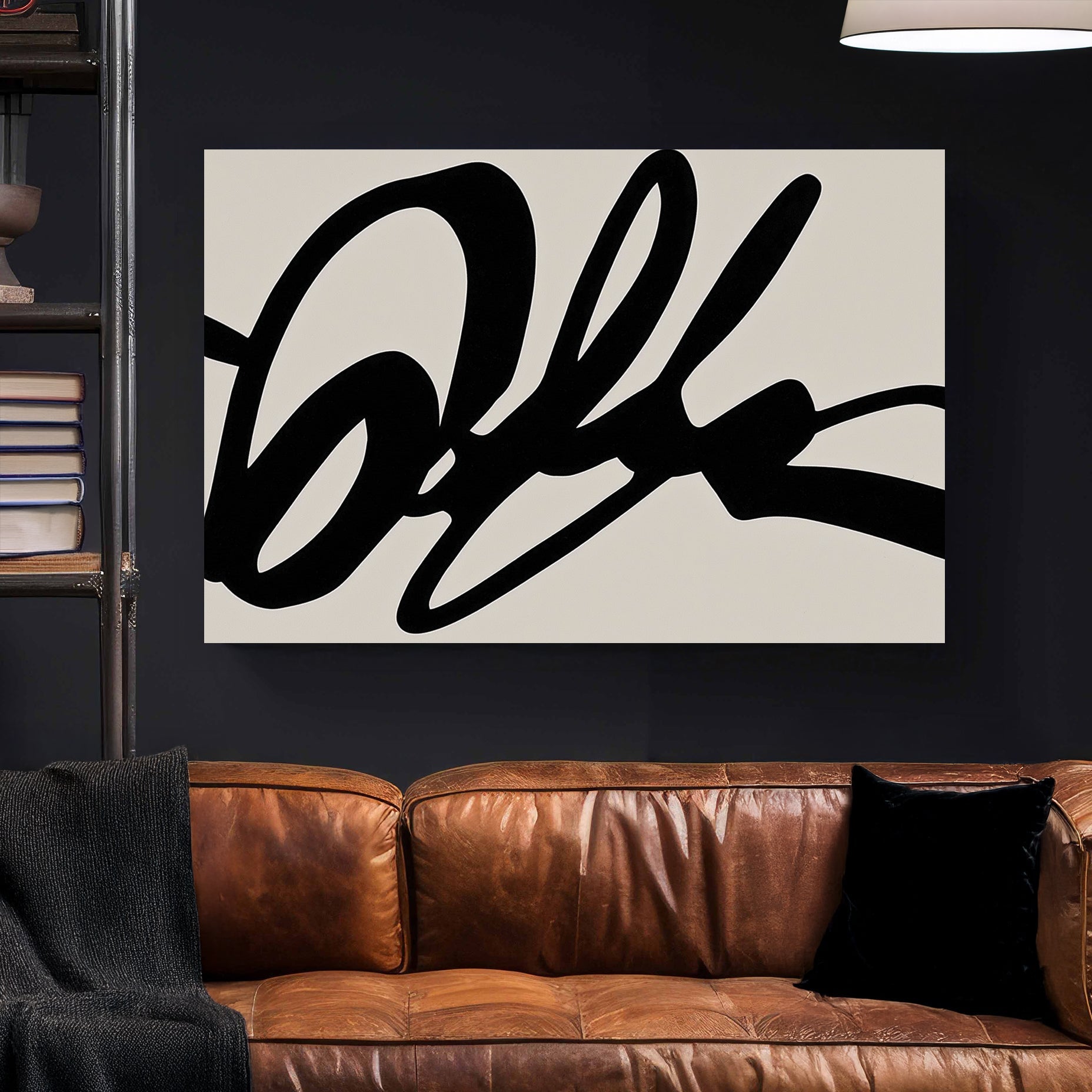 bold abstract black line minimalist wall art print