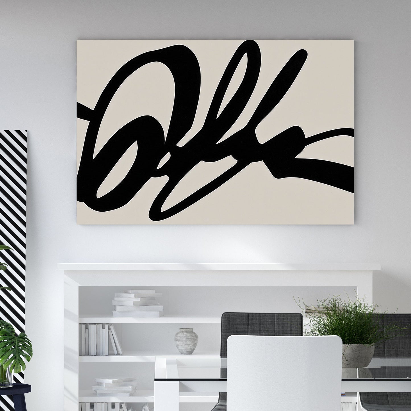 bold abstract black line minimalist wall art print